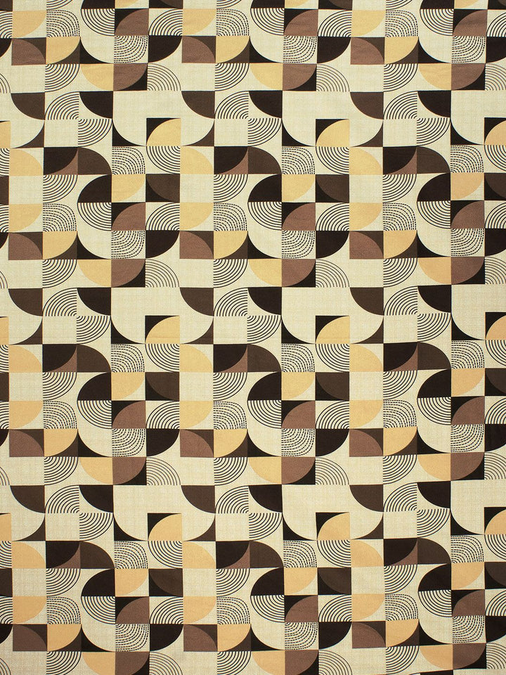 Story@home Brown Yellow Geometric 144 TC Pure Cotton Queen Bedsheet with 2 Pillow Covers