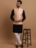 SOJANYA Ethnic Embroidered Sequinned Pure Cotton Kurta & Churidar With Nehru Jacket
