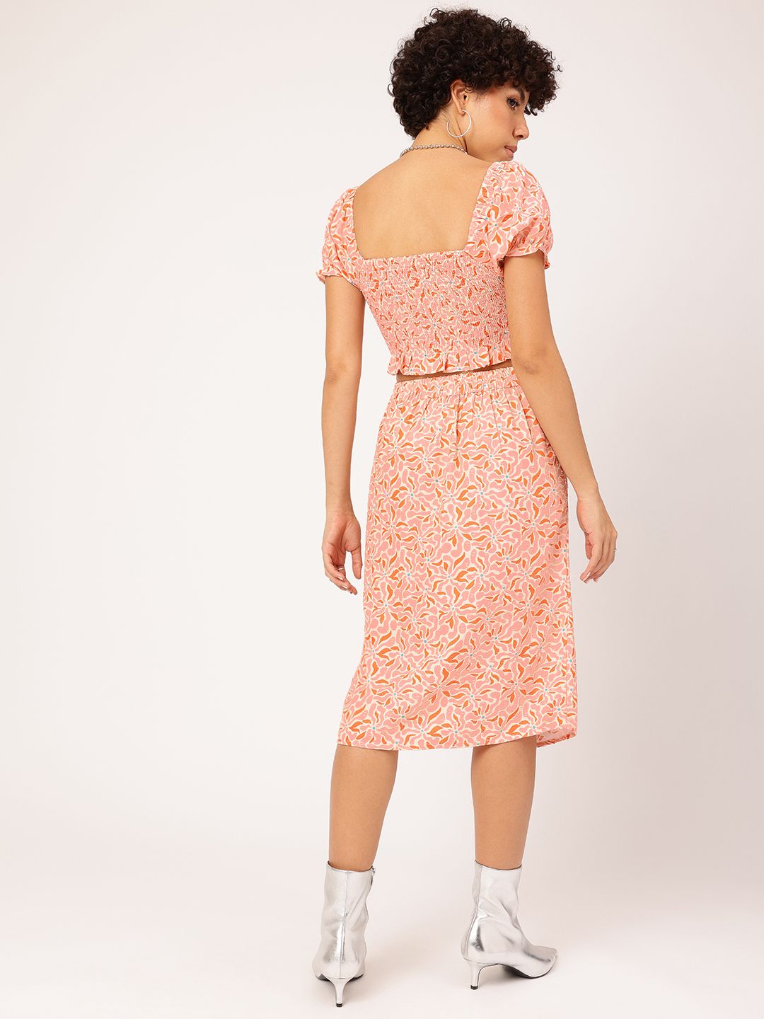 DressBerry Floral Flaunt Ruched Printed Co-Ords