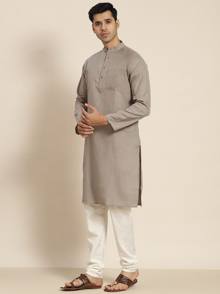 SOJANYA Men Grey Solid Kurta