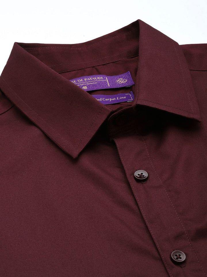 House of Pataudi Pure Cotton Embroidered Party Shirt