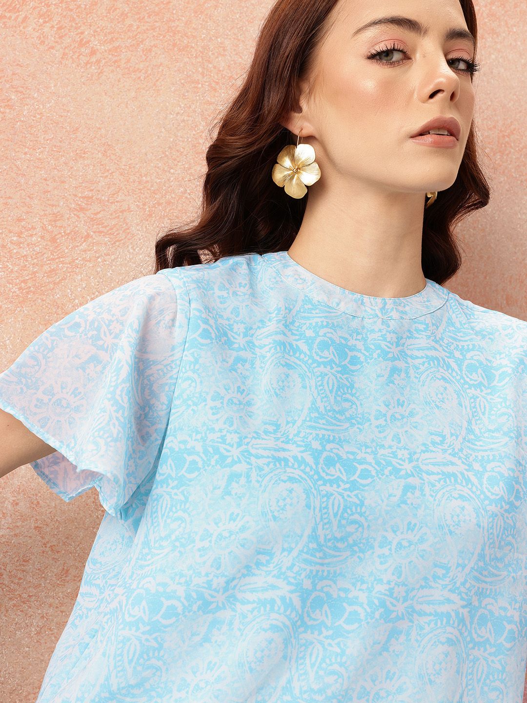 all about you Paisley Printed Flared Sleeve Top