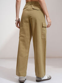 Tokyo Talkies Women Solid Pure Cotton Straight Fit Cargo Pants