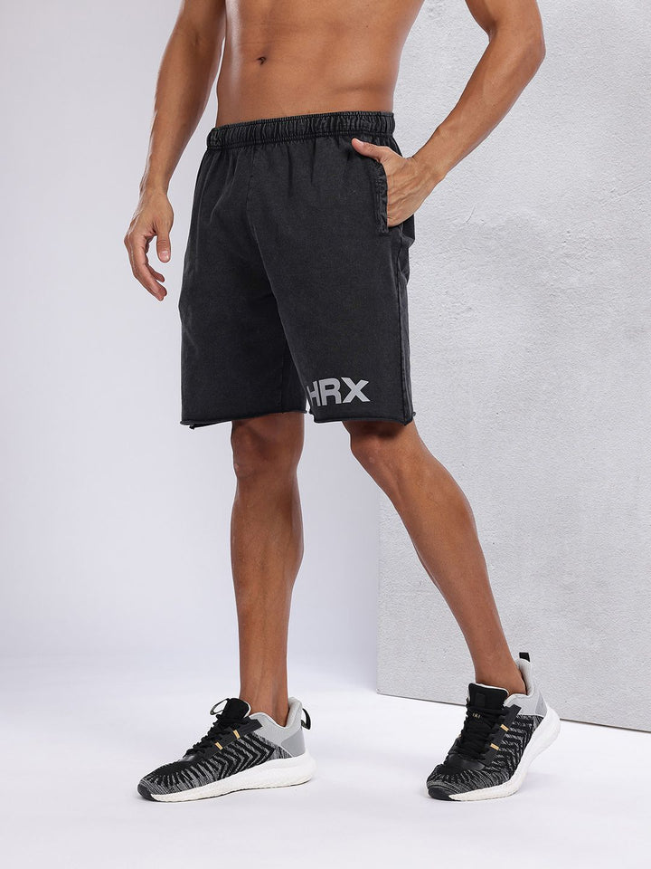 HRX by Hrithik Roshan Men Brand Logo Print Pure Cotton Washed Effect Training Shorts
