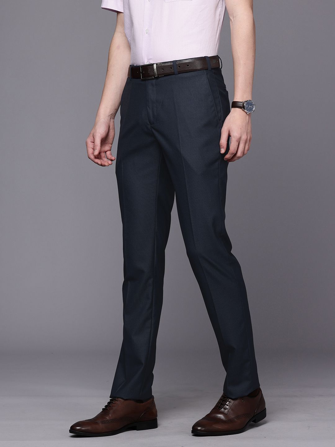 Raymond Men Textured Slim Fit Formal Trousers
