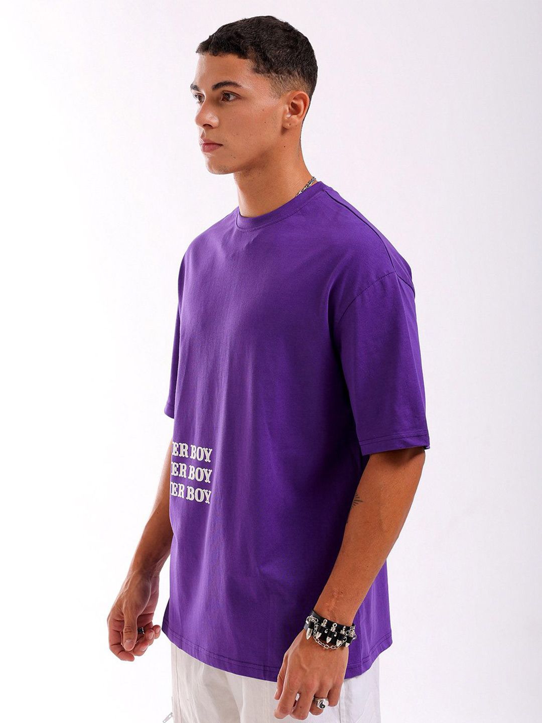 The Indian Garage Co Pure Cotton Back Printed Round Neck Boxy Oversized T-shirt