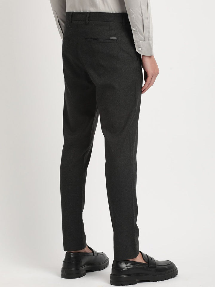 THE BEAR HOUSE Men Solid Tapered Fit Mid-Rise Formal Trousers