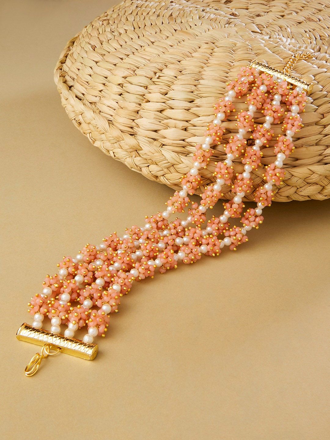 Gelang Salut Emas Zaveri Pearls Wanita Warna Peach