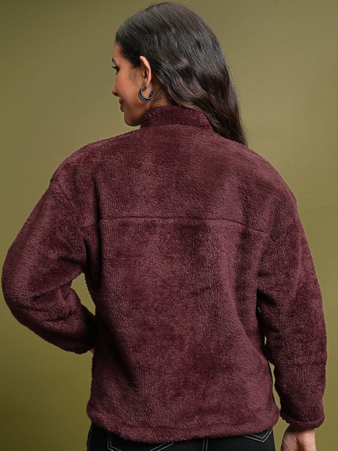 Tokyo Talkies Brown Self Design Open Front Jacket
