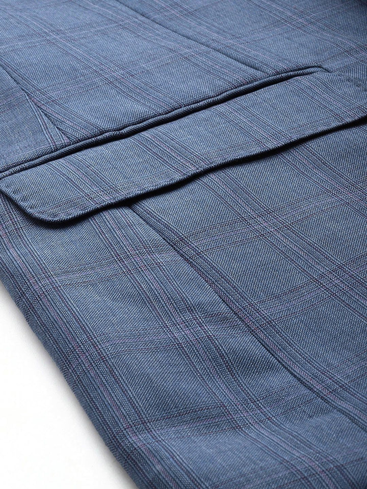 Park Avenue Checked Single-Breasted Formal Blazer With Trouser
