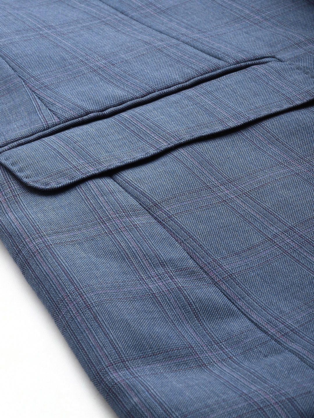 Park Avenue Checked Single-Breasted Formal Blazer With Trouser
