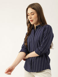 Hancock Sport Slim Fit Vertical Stripes Striped Cotton Casual Shirt
