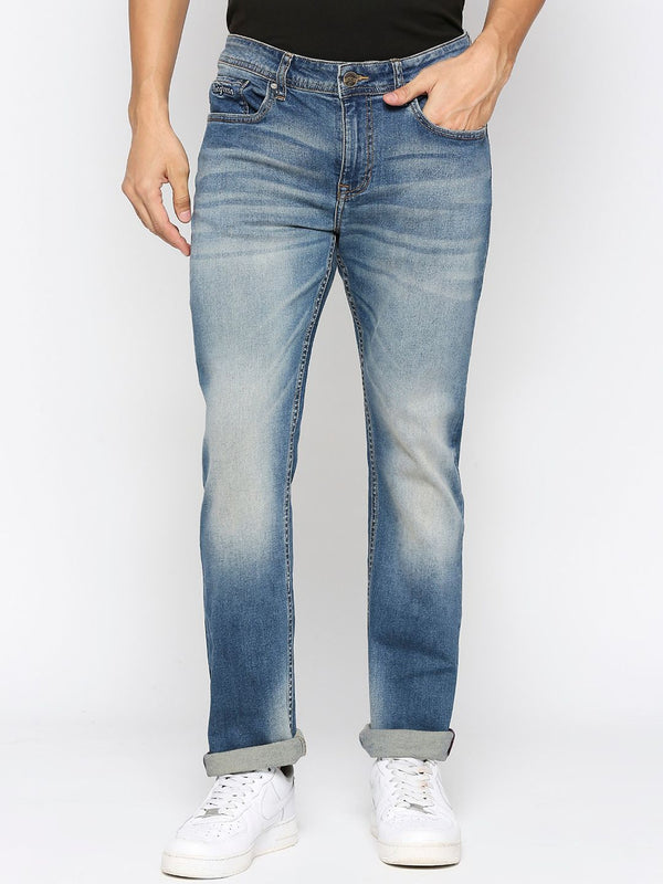Being Human Men Blue Clean Look Mid-Rise Heavy Fade Jeans