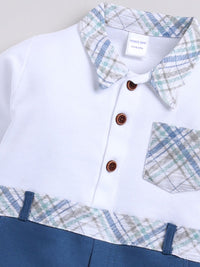 Moms Love Infant Boys Pocket Detail Checked Sleepsuit
