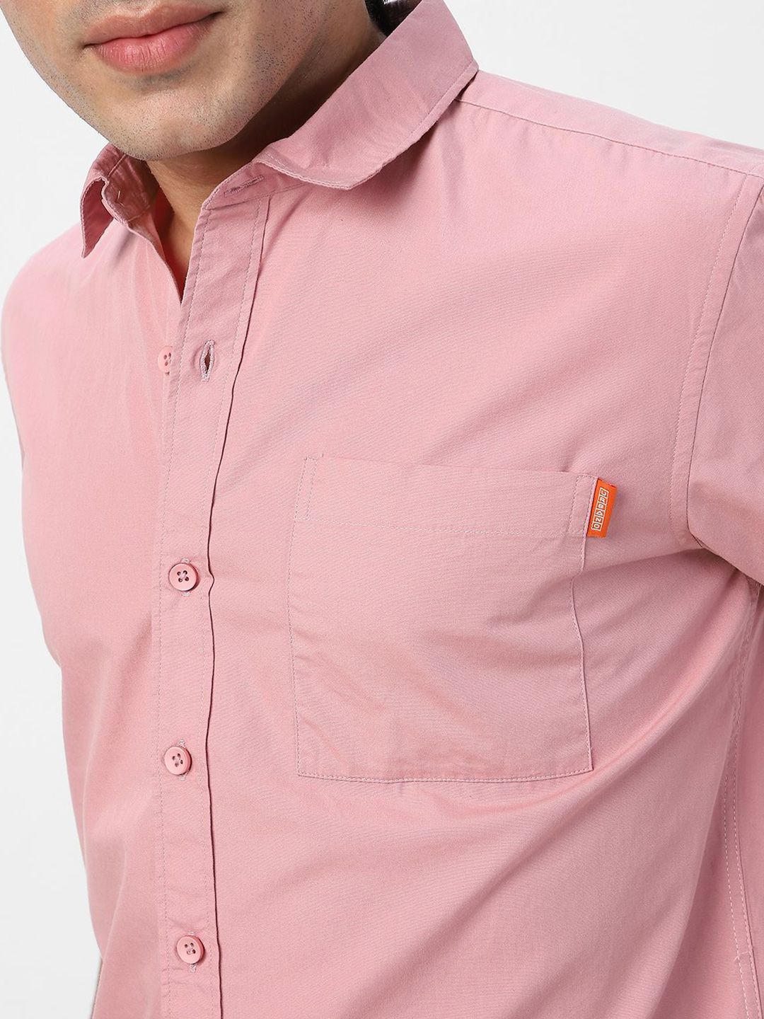 Urbano Fashion Men Spread Collar Solid Cotton Casual Shirt