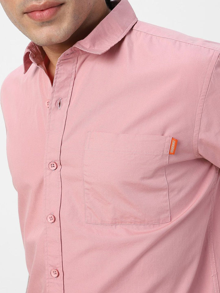 Urbano Fashion Men Spread Collar Solid Cotton Casual Shirt