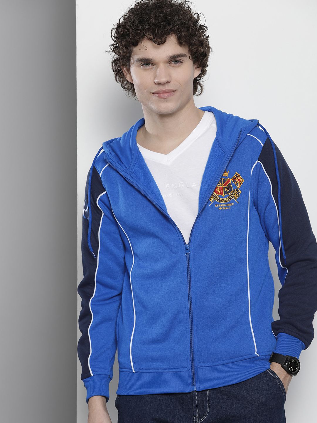 The Indian Garage Co Men Applique Detail Hooded Sweatshirt