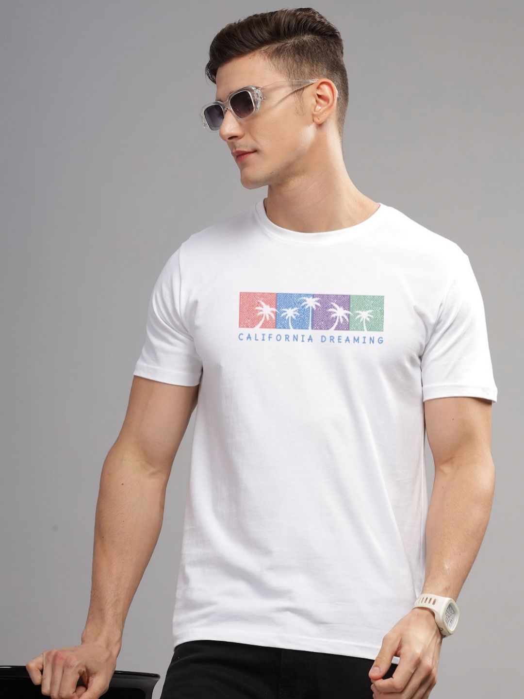 ADRO Typography Printed Round Neck Pure Cotton T-shirt