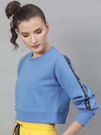 STREET 9 Women Blue Solid Sweatshirt