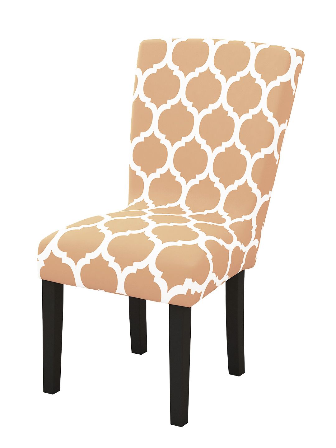 Story@home Beige Motif Printed Chair Cover
