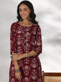 Libas Floral Printed Gotta Patti Pure Cotton Straight Kurta with Trouser & Dupatta