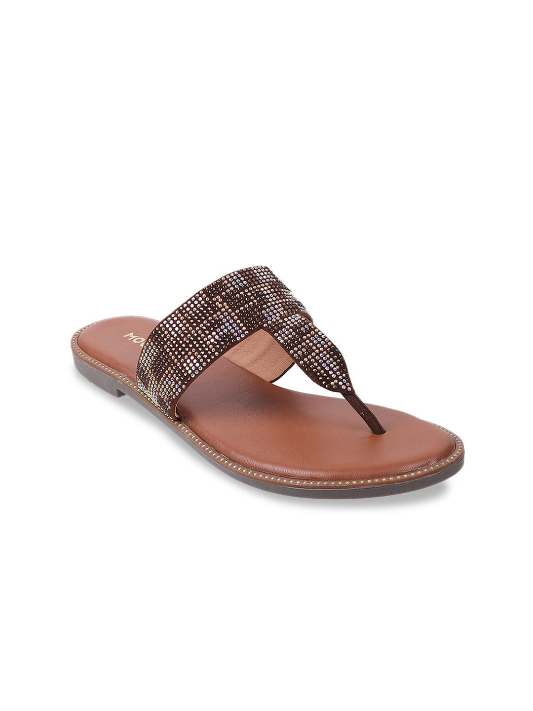 Mochi Embellished Open Toe Flats
