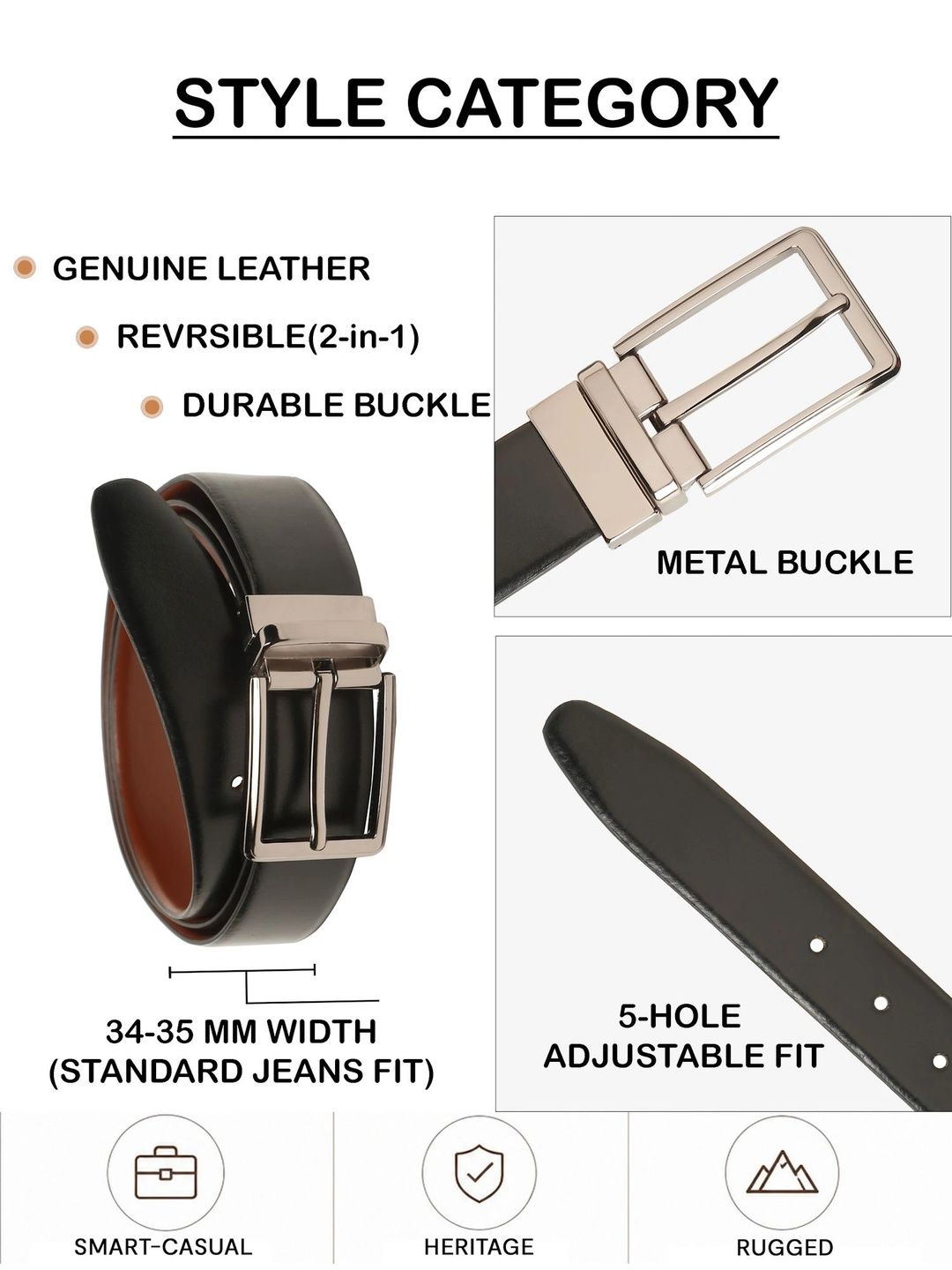 Teakwood Leathers Men Leather Reversible Formal Belt