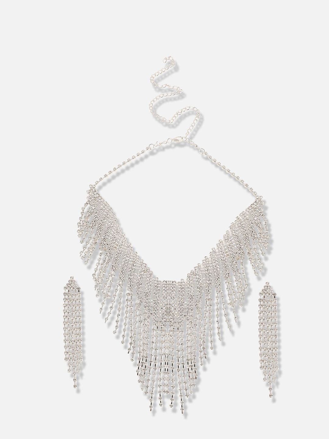 SOHI Silver-Plated Stone-Studded Jewellery Set