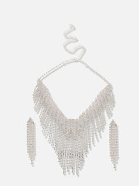 SOHI Silver-Plated Stone-Studded Jewellery Set