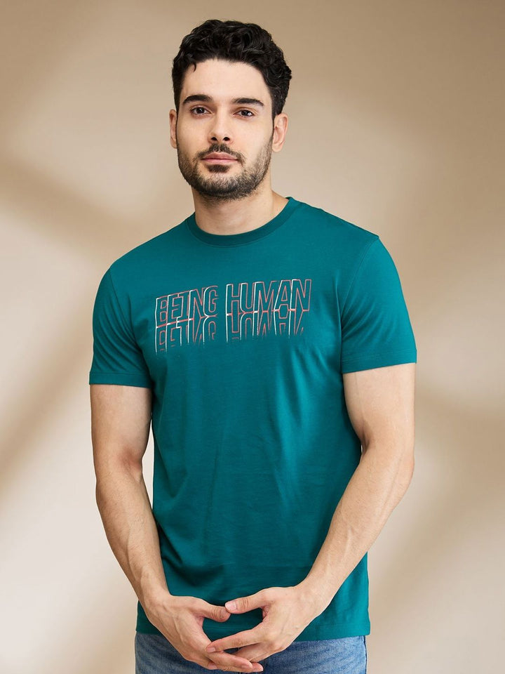 Being Human Men Typography Printed Applique T-shirt