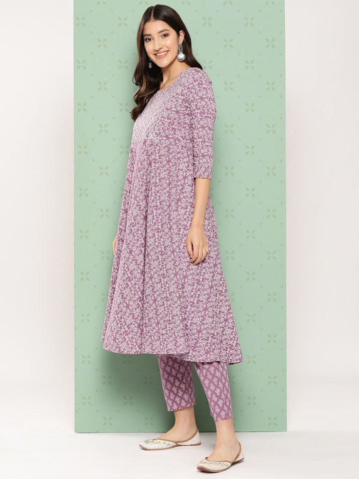 KALINI Women Ethnic Motifs Printed Empire Gotta Patti Kurta with Trousers & With Dupatta