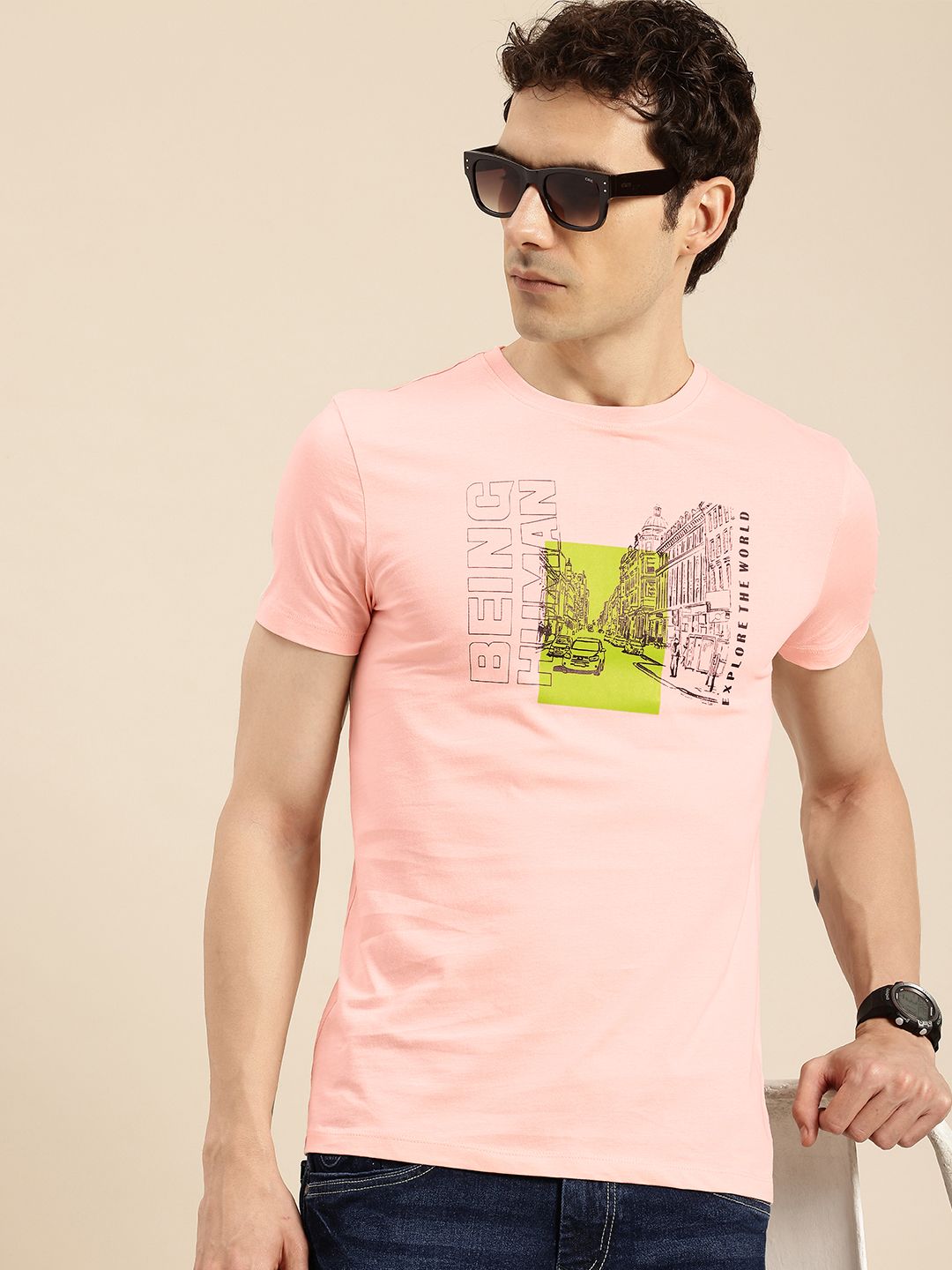 Being Human People and Places Printed Pure Cotton T-shirt
