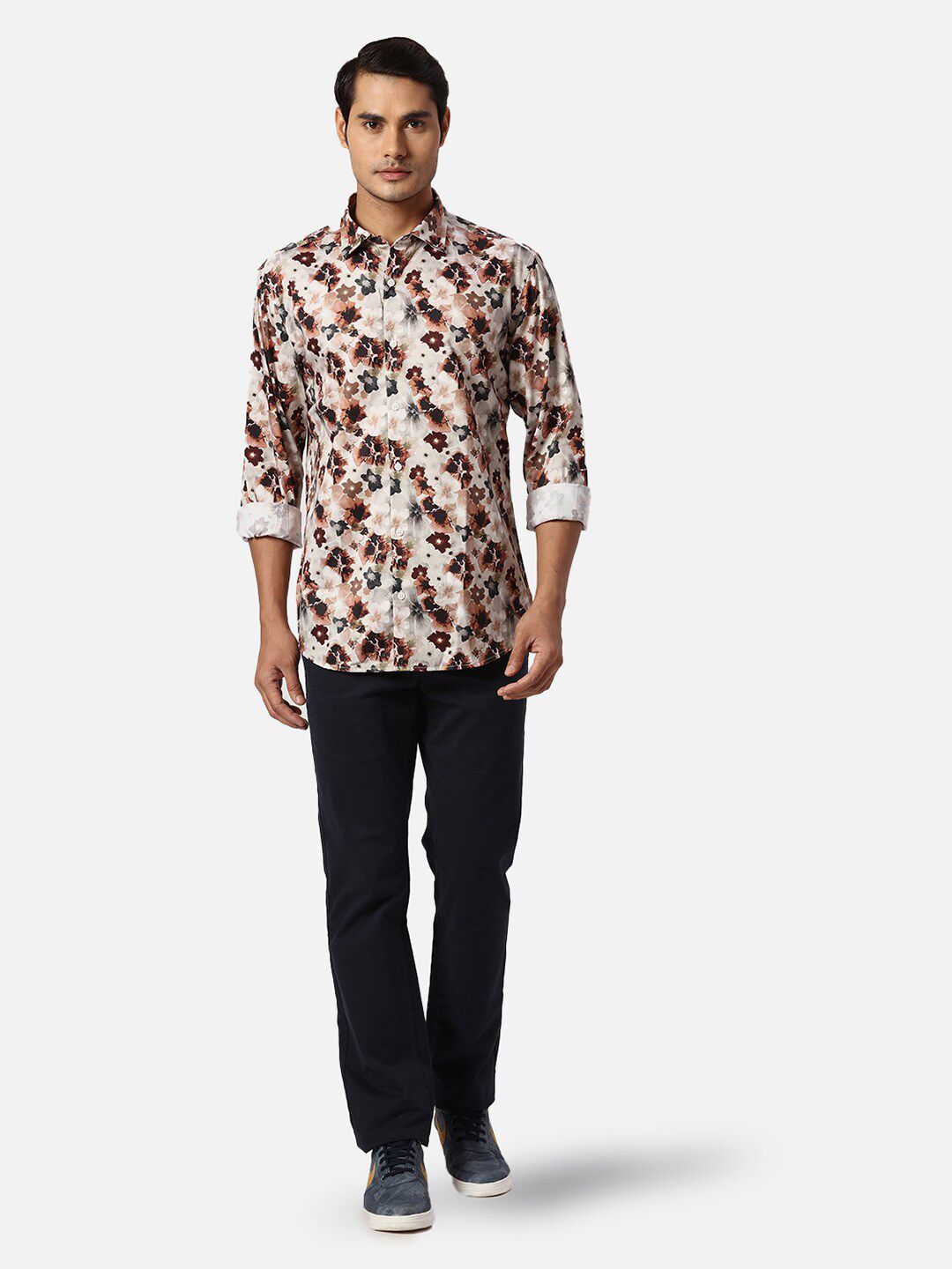 Park Avenue Floral Printed Spread Collar Slim Fit Floral Opaque Cotton Casual Shirt