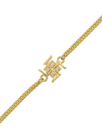 Voylla Gold Toned Auspicious Swastik Bracelet Style Rakhi