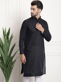 SOJANYA Woven Design Mandarin Collar Thread Work Kurta