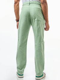 Bewakoof Men's Green Cargo Linen Pants