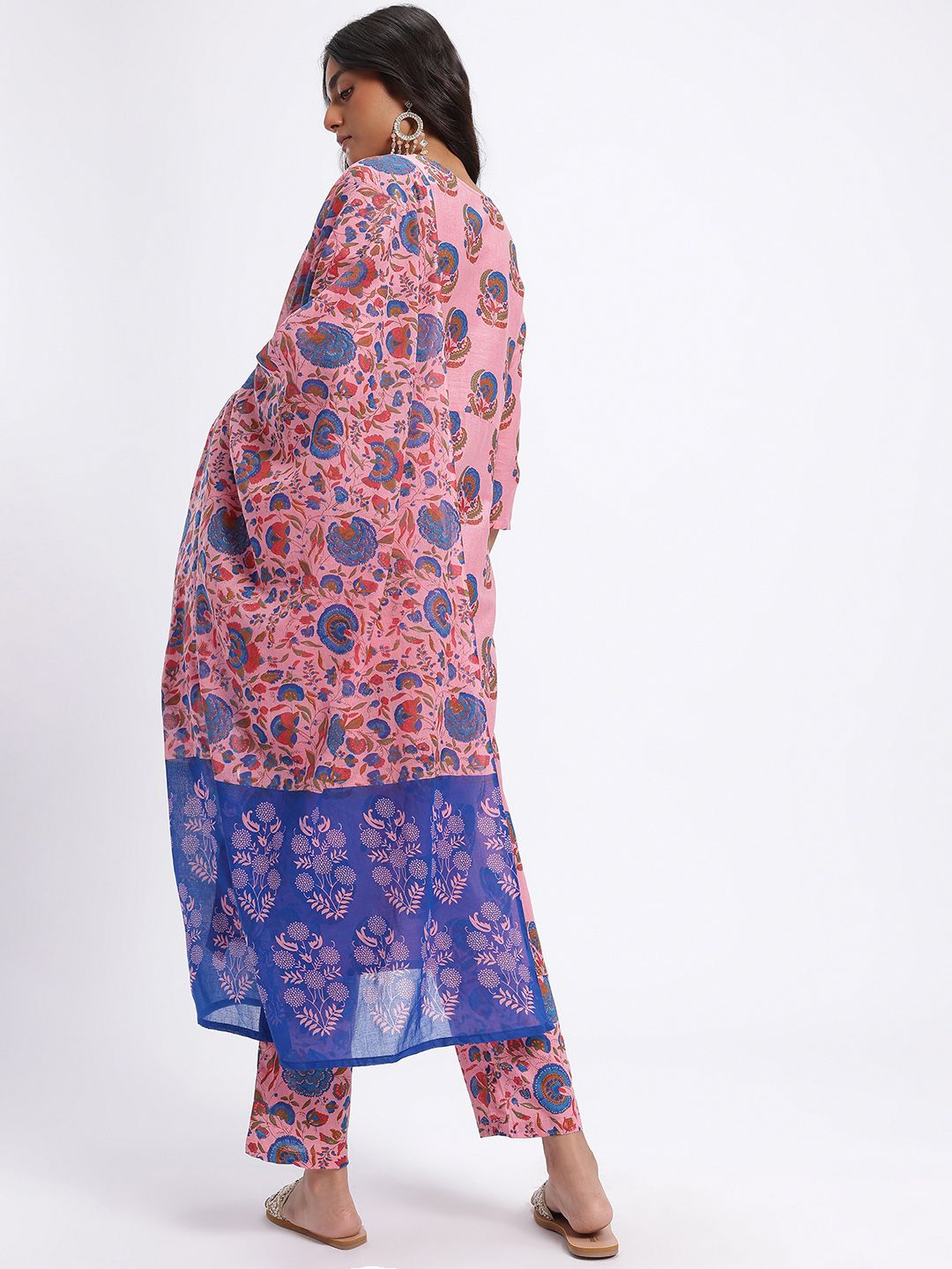 Anouk Floral Printed Pure Cotton Kurta with Trousers & Dupatta