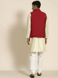 SOJANYA Kurta Rekaan Tenunan Lelaki dengan Churidar dengan Jaket Nehru