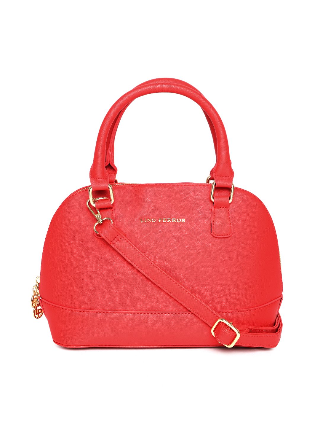 Lino Perros Red Solid Handheld Bag with Detachable Sling Strap