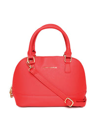 Lino Perros Red Solid Handheld Bag with Detachable Sling Strap