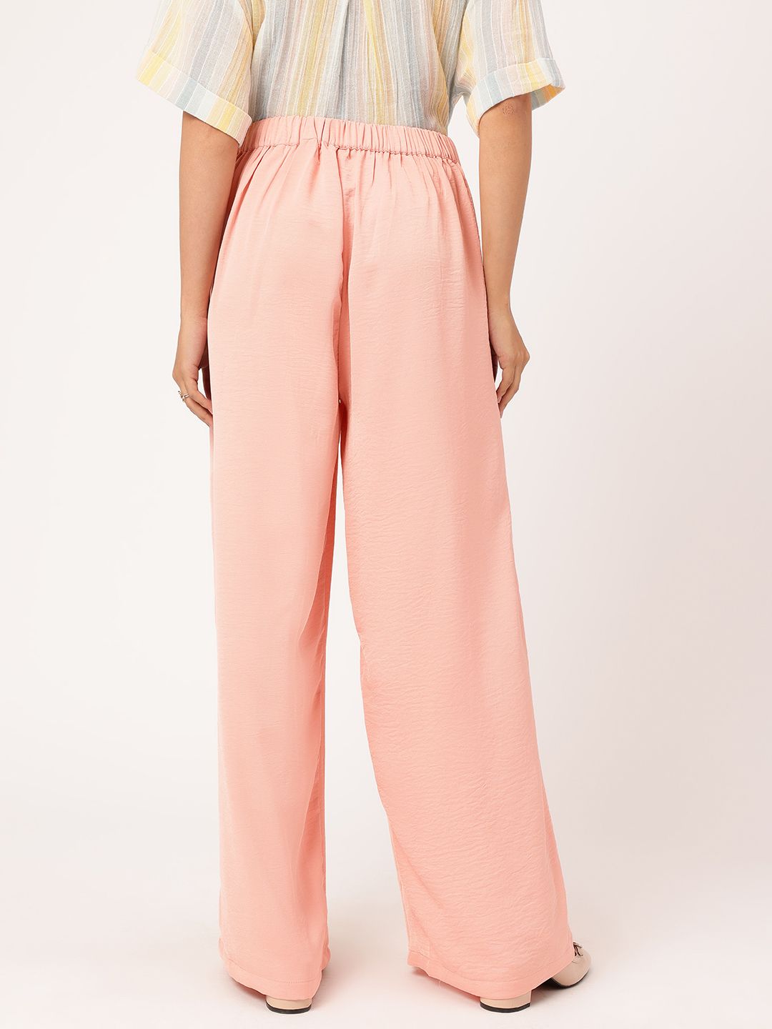 DressBerry Women High-Rise Pleated Belted Flared Trousers