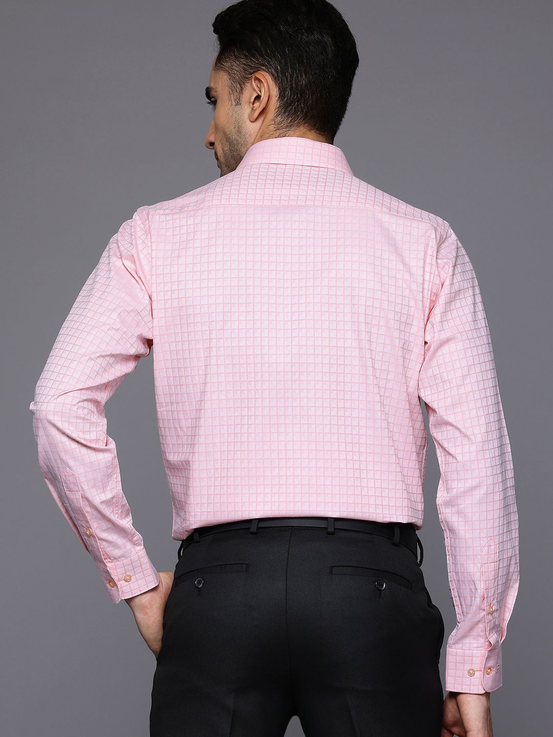 Raymond Pure Cotton Slim Fit Self-Checked Formal Shirt