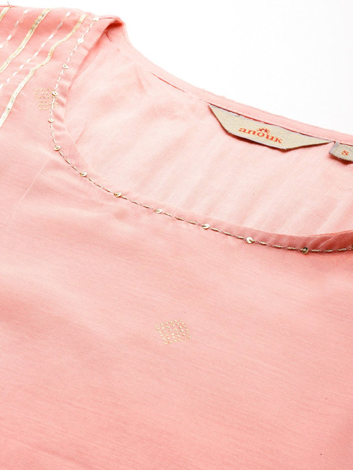 Anouk Striped Regular Kurta with Sharara & With Dupatta