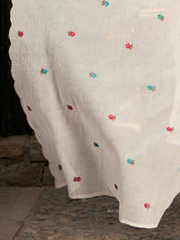 Indo Era Floral Embroidered Pure Cotton Straight Kurta With Trousers & Dupatta