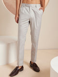 DENNISON Men Checked Smart Tapered Fit Easy Wash Pleated Formal Trousers