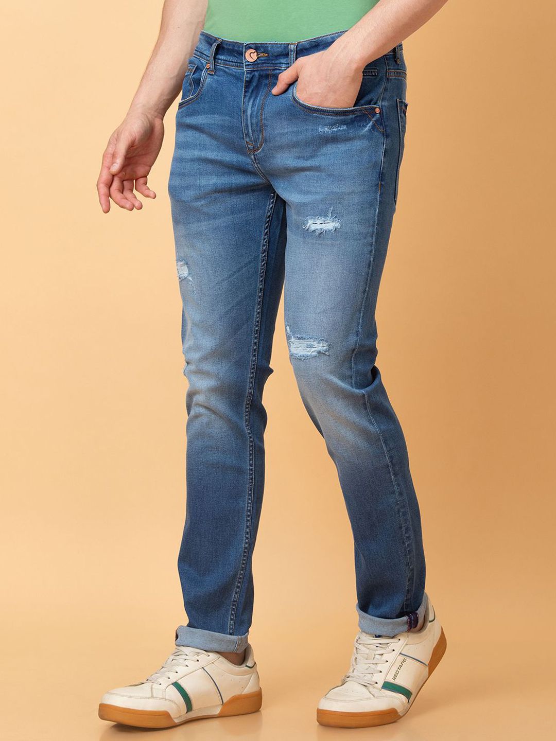Being Human Men Slim Fit Mildly Distressed Heavy Fade Jeans