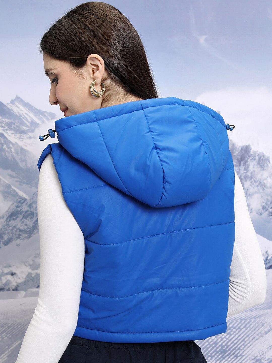 Tokyo Talkies Sleeveless Cropped Hooded Puffer Jacket