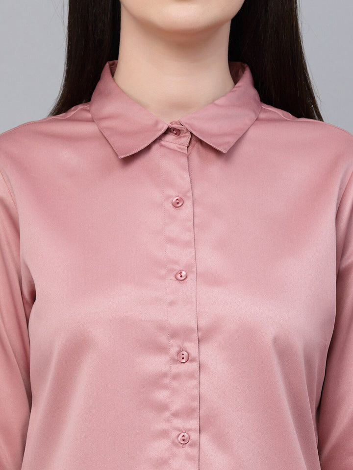 Gaya Satin Finish Satin Menyebarkan Kolar Formal Shirt