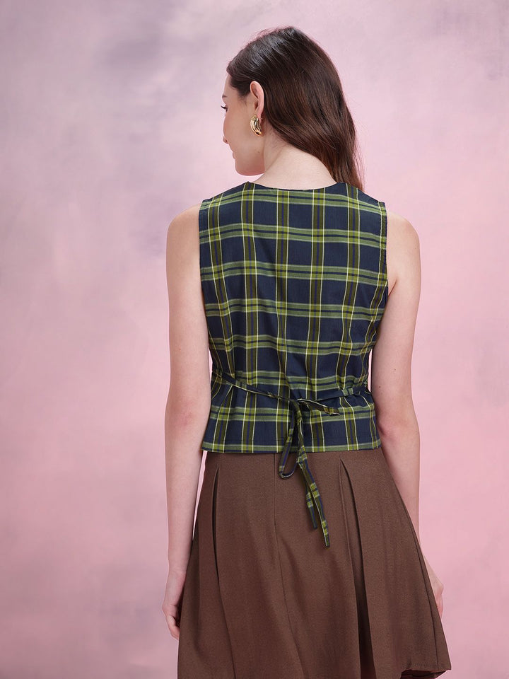DressBerry Tartan Checked Wrap Top with Tie-ups
