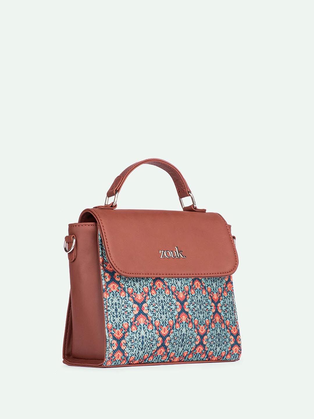 ZOUK Kolkata Nouveau Ethnic Motifs Printed Structured Handheld Bag